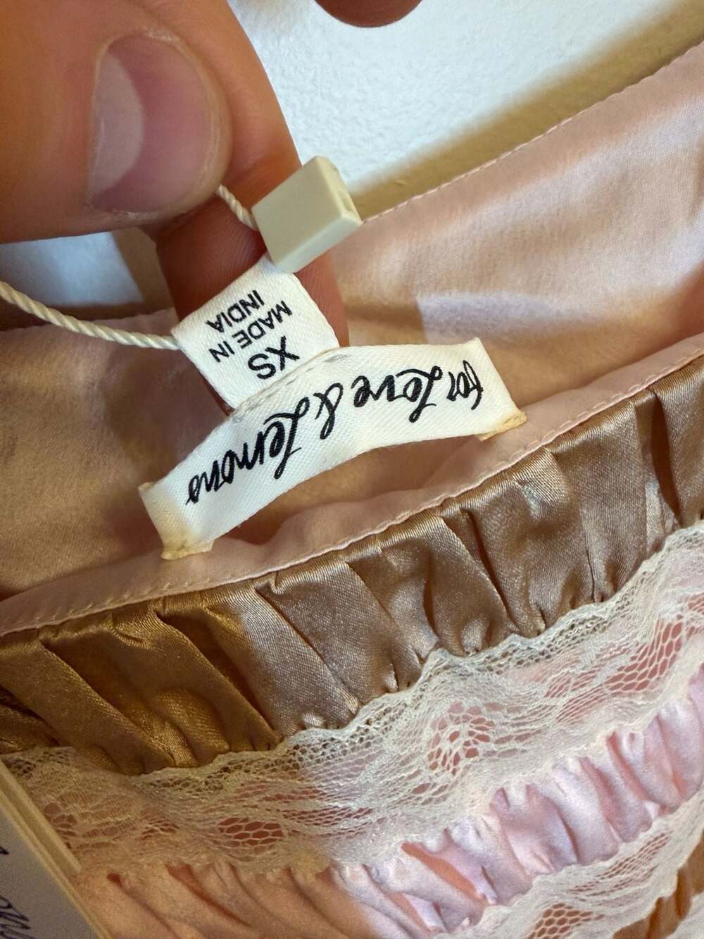 For Love & Lemons Pink and Gold Lace Ruffle Mini Dress Size XS - Picture 9 of 11